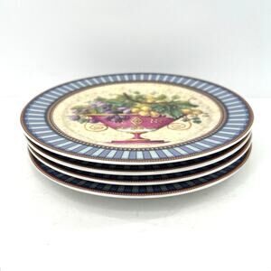 I. Godinger Email de Limoges Renaissance Hand Painted Appetizer Dessert Plates